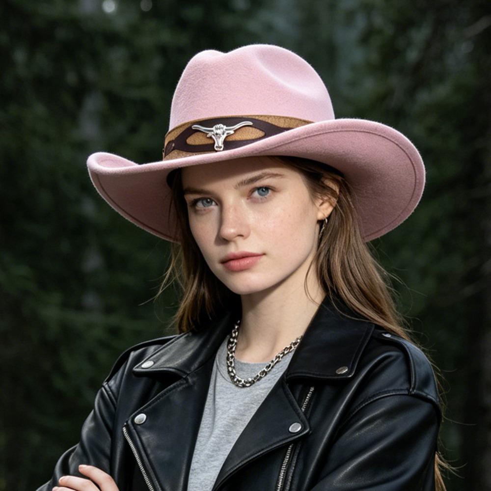 Bull Skull Fedora Hat Dress Up Topper Hat Vintage Western Cowboy Hat Stage Performance