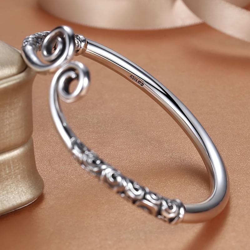 Vintage Bohemian Style Sterling Silver Bracelet 925 Sterling Silver Exquisite Swirl Design Suitable for Daily Wear or as a Gift Durable Jewelry