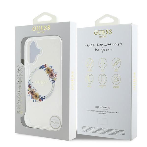 Guess Guhmp16Shfwfct Iphone 166.1 Przeźroczysty/Transparent Hardcase Iml Flowers Wreath Magsafe