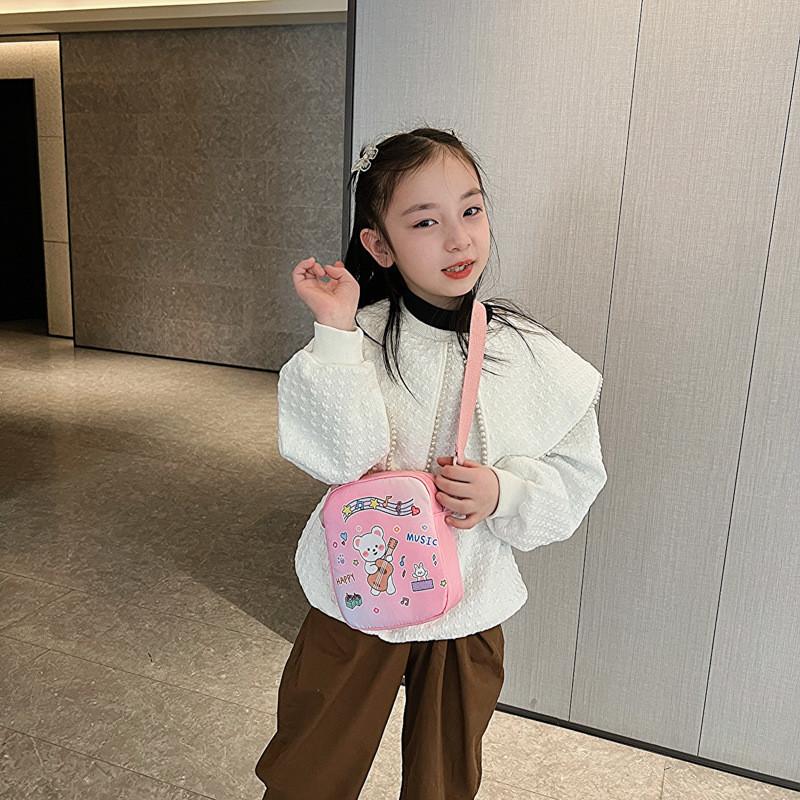 Adorable Rabbit And Bear Canvas Shoulder Bag For Kids Lightweight And Stylish Design
