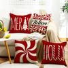 Christmas Pillow Cover Red and White Contrasting Letter Linen Print Sofa Cushion Home Pillow Cover