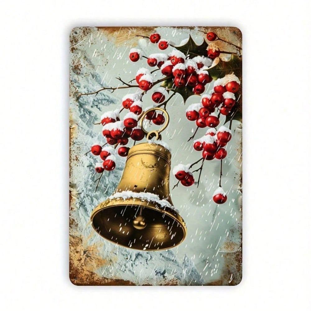 

Vintage Christmas Bell Metal Tin Sign Home Wall Decor Cafe Art 20x30cm 20x30 різнокольоровий