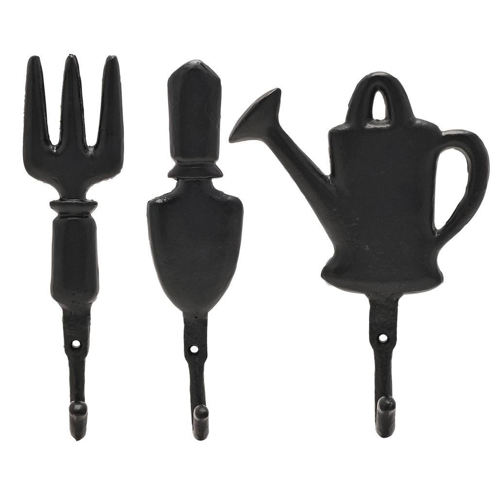 Set of 3 Country Living Cast Iron Wall Hooks - Garden Tools