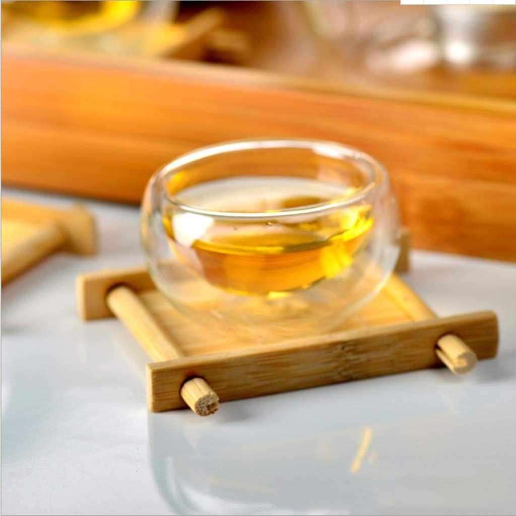 2 Pieces Glass Tea Set Double Cup fit for Using at Home Office Coffee Shop Hotel Etc