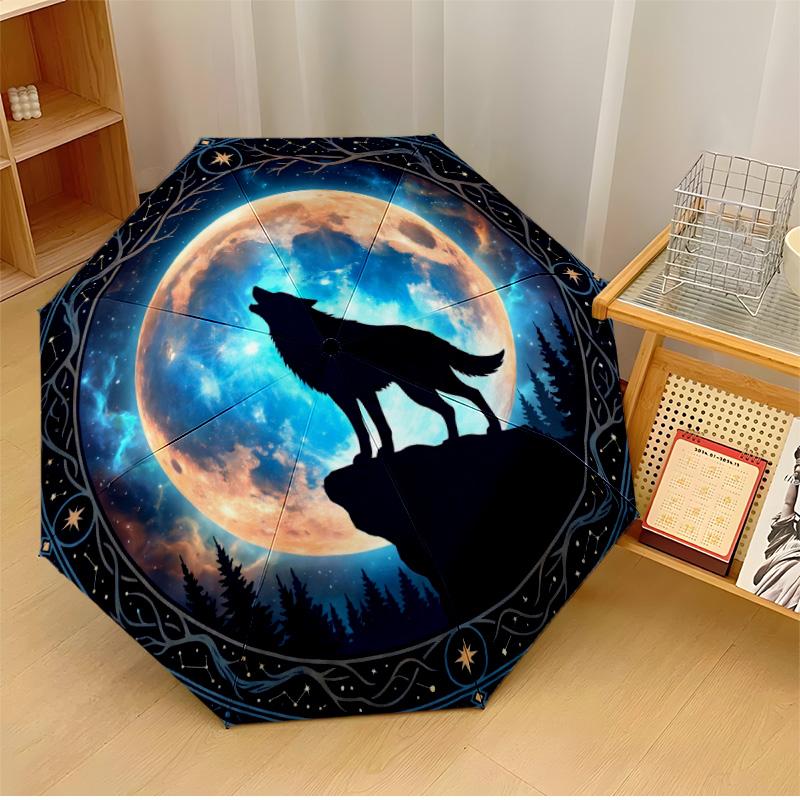 

Wolf Forest Art Printed umbrella windproof folding umbrella portable sun and rain umbrella suitable for gifting