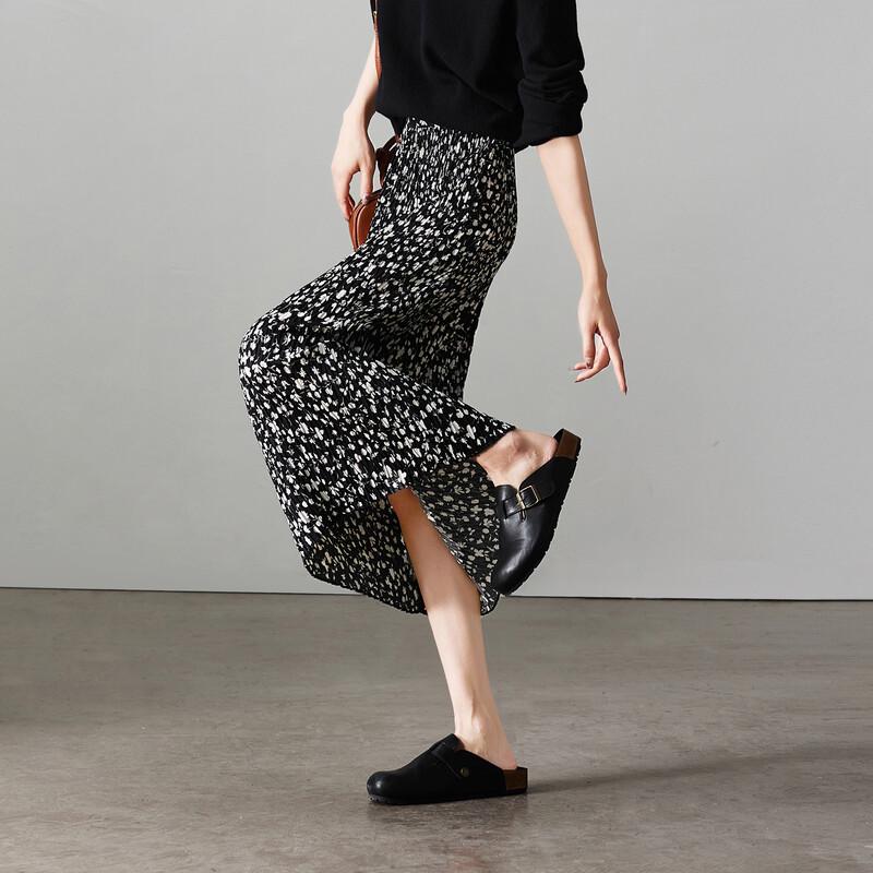 SOFSIL 2026 Spring Retro Floral Pleated A-Line Skirt 27/M