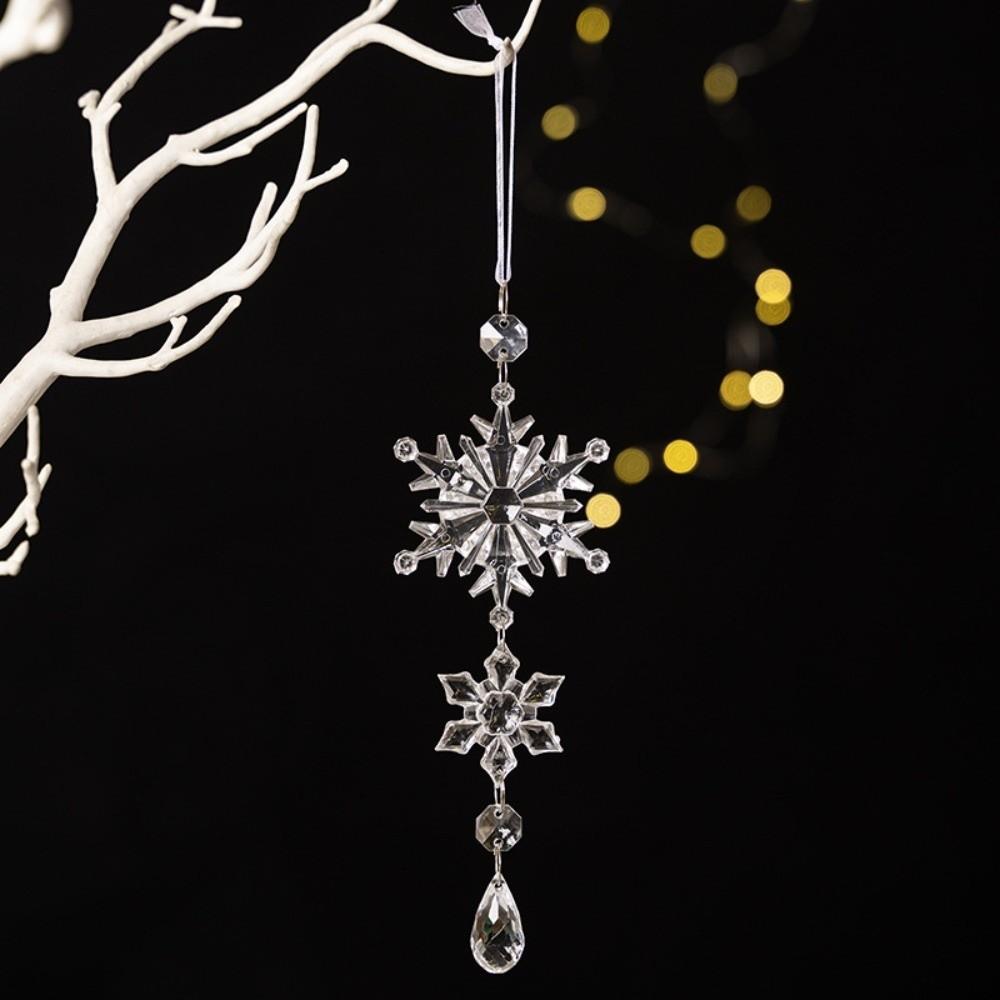 Water Droplet Crystal Style Christmas Snowflake Hanging Acrylic Pendant Outdoor Indoor