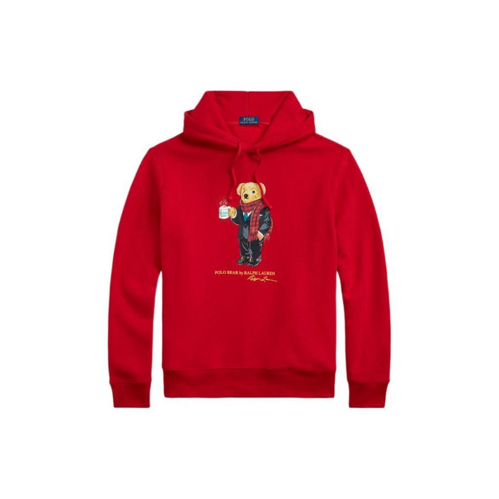 Polo Ralph Lauren SS23 Lunar New Year Collection Cartoon Bear Print Hoodie Men Hoodies Red MNPOKNI16822714-600