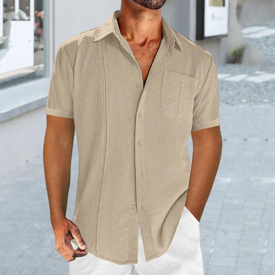 Pánské košile s klopou Krátký rukáv Topy Jednobarevné Knoflíky Volný střih Ležérní Tenký Cardigan Topy Pánské oblečení