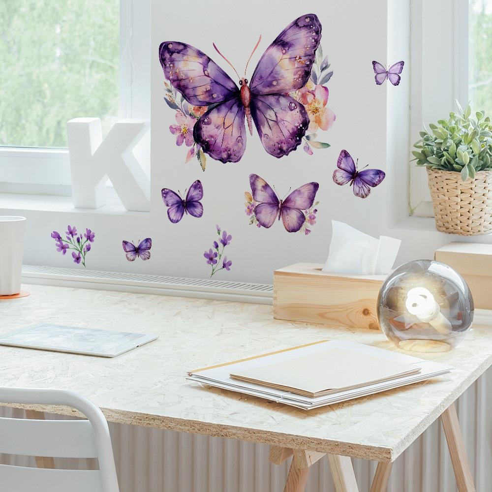 Fantasy Purple Butterfly Bedroom Living Room Entrance Home Background Beautification Decoration Wall Stickers