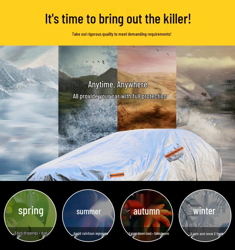PEVA Single Layer All-Season Car Cover: Wind, Sun & Rain Protection