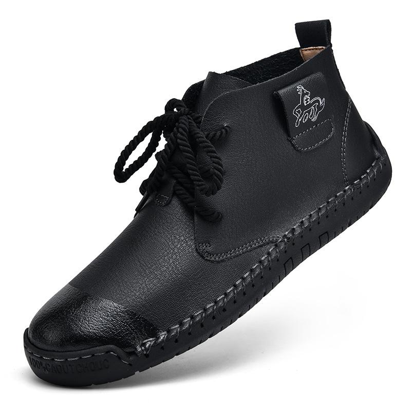 

Цветные туфли мужские ретро старые ботинки Martin новые зимние высокие британские повседневные Челси оснастка кожа 38 чёрный