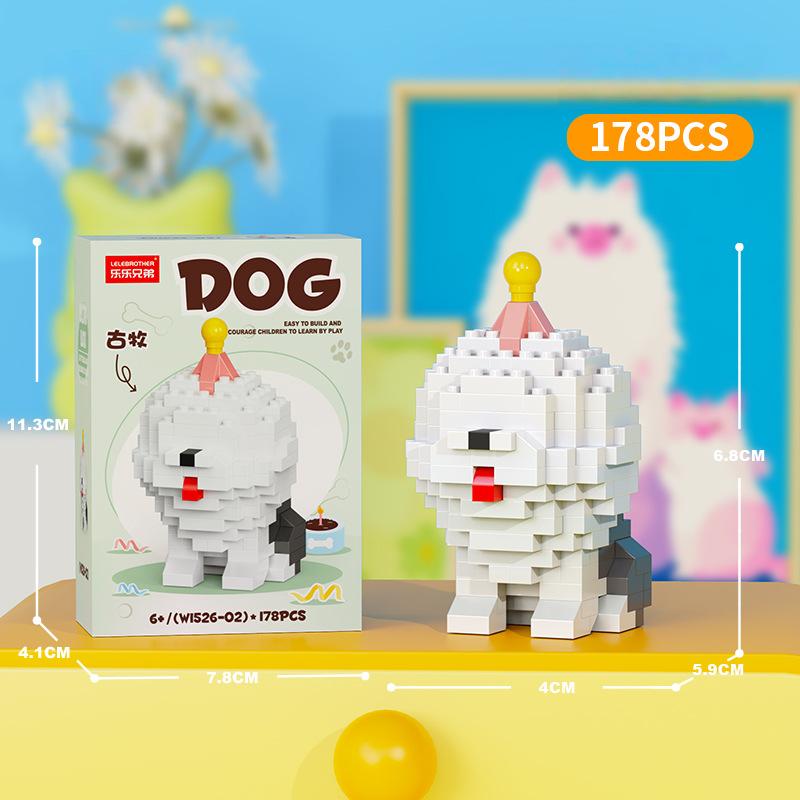 Cute Pastoral Teddy Dog Pet Building Blocks Micro-Granular Ornament Children's Toy Gifts New Product Cat And Dog Themed