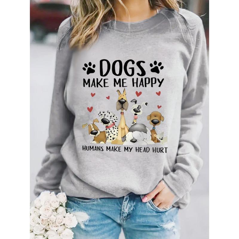 

Женские повседневные свитера и кофты с длинными рукавами и круглым вырезом с принтом собак европейского и американского происхождения для женщин на осень и зиму 3XL серый
