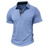 Summer Mens Short Sleeve Turn Down Collar T-Shirt Fashion Patchwork Polos Man