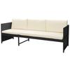 6 Piece Garden Lounge Set with Cushions Poly Rattan Black