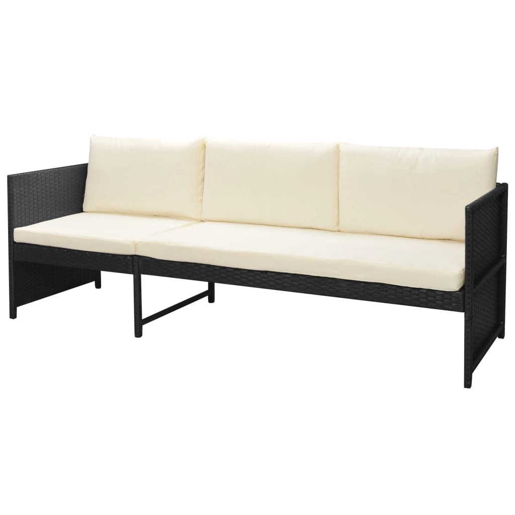 6 Piece Garden Lounge Set with Cushions Poly Rattan Black