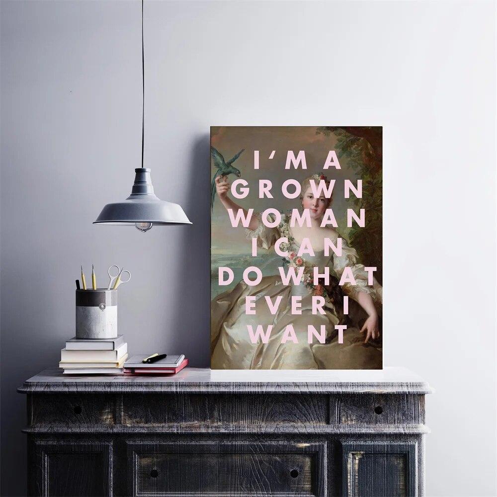 Modern Feminist Wall Art Poster I Can Do Whatever I Want Prints Marie Antoinette Funny Art Canvas Painting Bedroom Art Decor