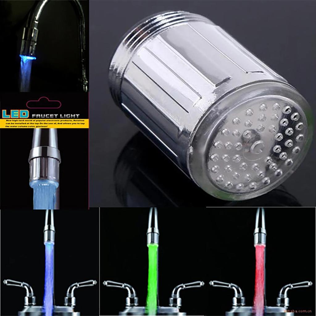 LED Temperature Sensitive Faucet Spout 3-Color Light-up Kitchen Faucet Colorful Aerator Decorate No Batteries Required