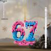 Valentine's Day 67 Number Hanging Ornament - Transparent Acrylic Pendants, Drops & Finials Suitable for Couples Gift, Decor - No Electricity Needed