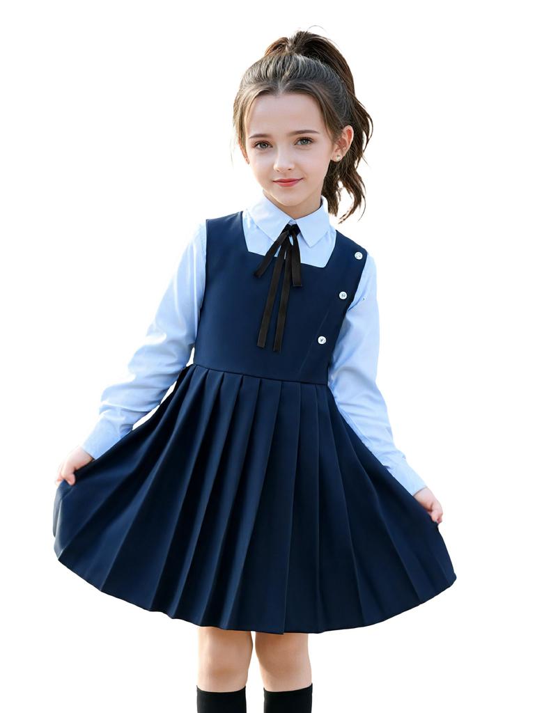 LOLANTA Kids' Girls' Formal Dress, Pleated Jumper Skirt, Perfect for Piano Recitals, Interviews, Entrance Exams, School Uniforms, Entrance Ceremonies,