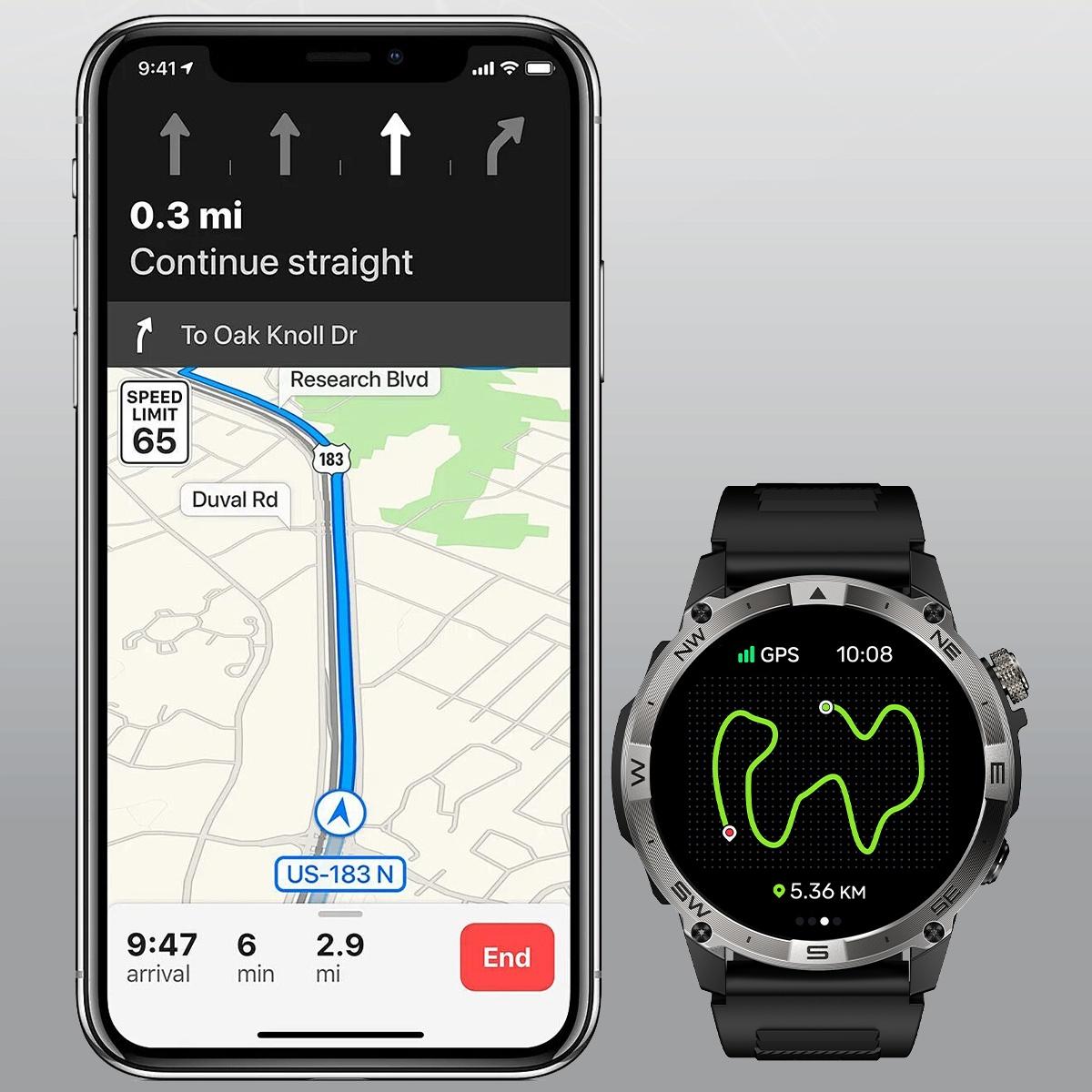 Rainbuvvy HK08 Android Smartwatch 1.43inch AMOLED Full Screen Touch 466x466 BT5.3 — фото 9