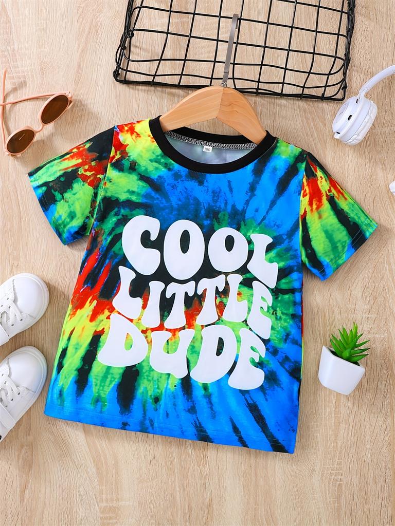 2026 Girl Summer Rainbow Tie Dye T-Shirt Short Sleeve Tee Top Crew Neck Clothes Child Girl Casual Outdoor Clothing Kids Tshirt