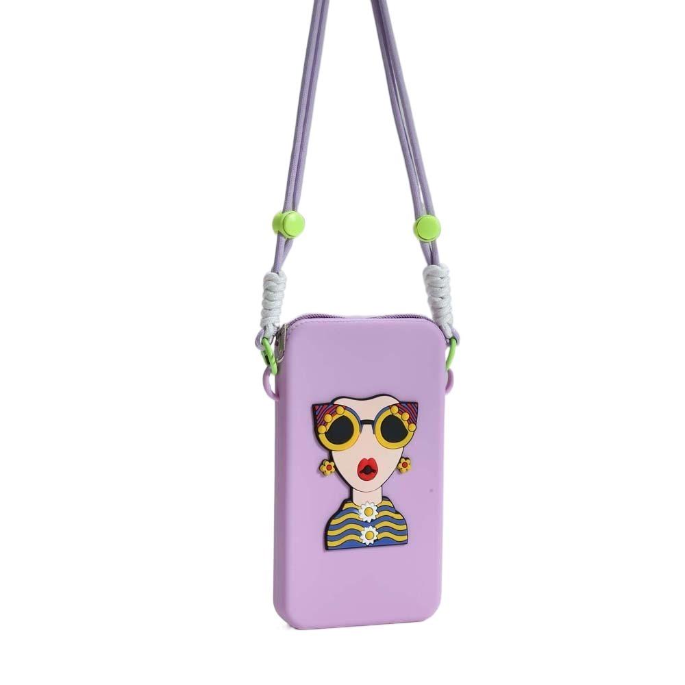 Anti-lost Hanging Neck Phone Bag Cartoon Modern Lady Storage Bag Zipper Soft Shoulder Case  School