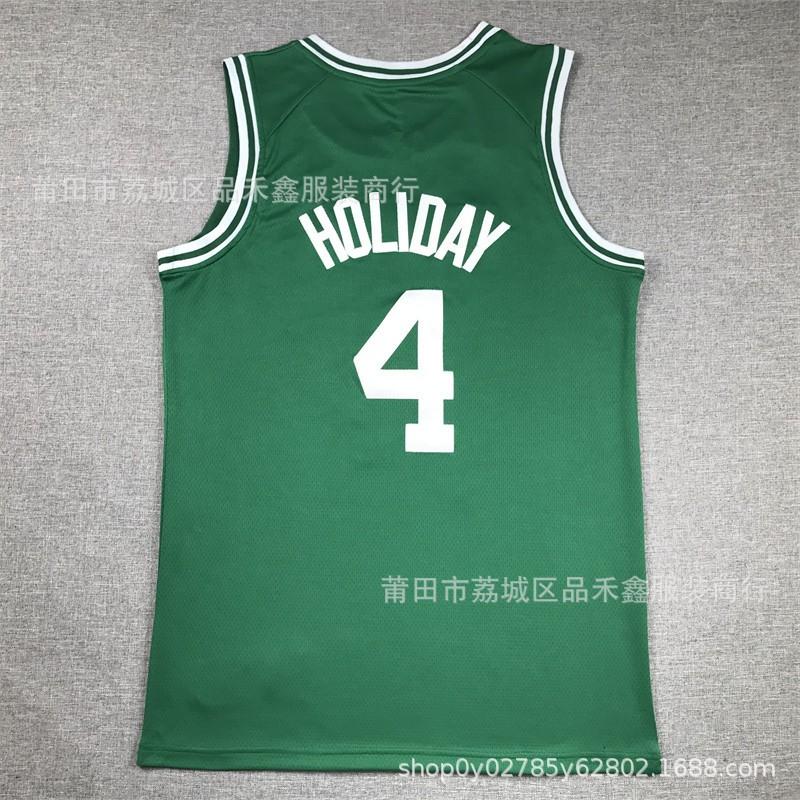 Boston Celtics NBA Basketball Jersey 4 Jrue Holiday Green Black Embroidered Fan Apparel Unisex Adult