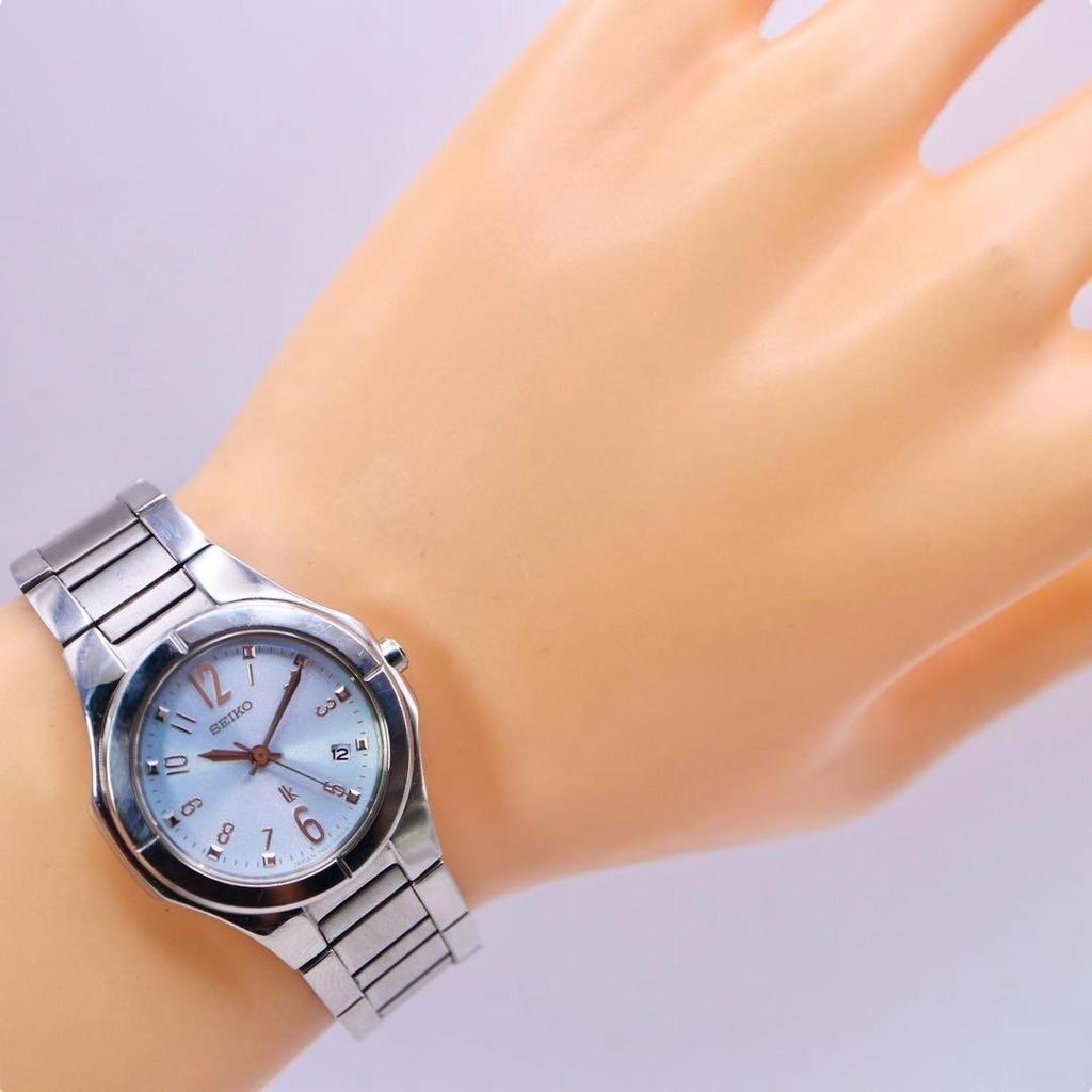 [USED] Good condition SEIKO Lucia Round Date Silver Women's Watch 1201