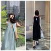 2026 Women's Summer French Backless Sleeveless Pleated Sling Dress