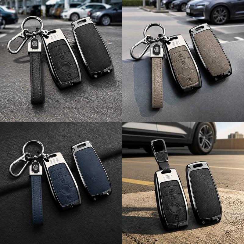 Suitable for Mercedes-Benz C E S-Class GLK GLA ML 2008-2017 3-button Car Smart Remote Key Fob Metal Key Bag Protective Cover