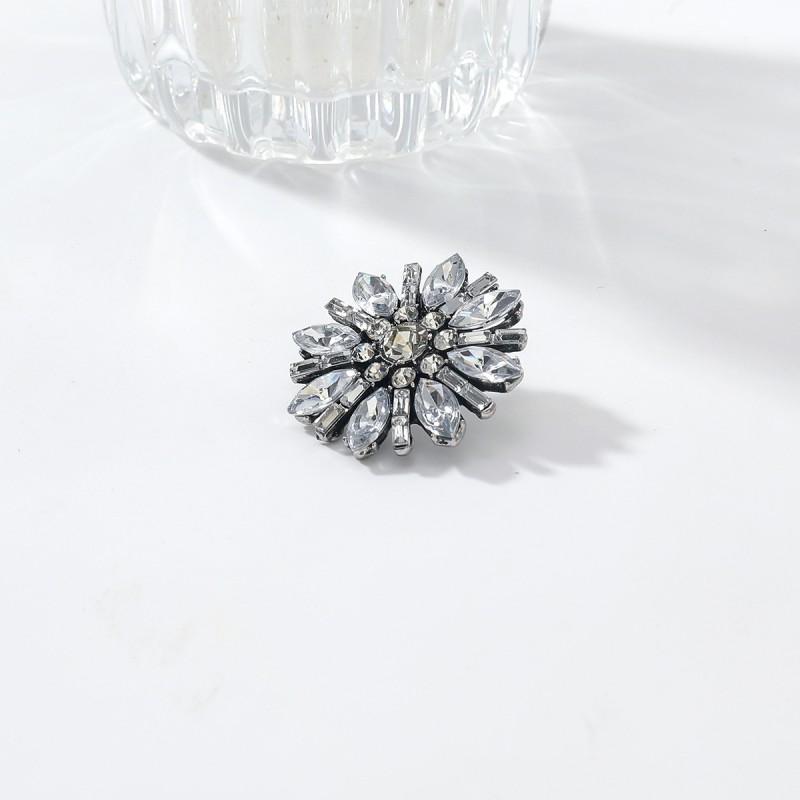 Elegant Floral Stud Earrings With Full Rhinestone Accents Zinc Alloy Lightweight Luxury Fashion Jewelry Women