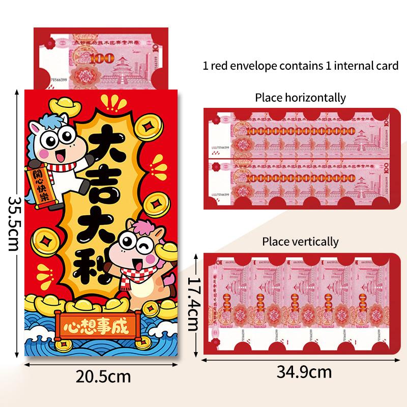 Big 2026 Red Envelopes Paper Lucky Money Gifts Chinese New Year 2026 Horse Year Red Pockets Money Pouch Hongbao Gifts