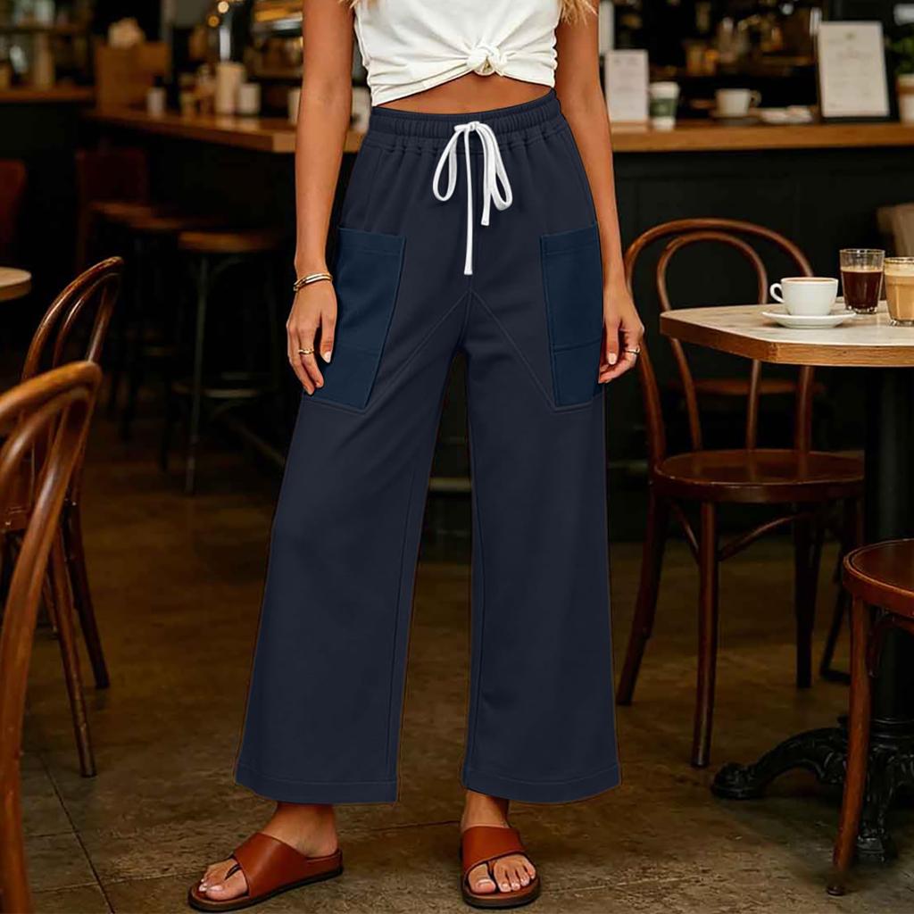 Women's Color Casual Drawstring Pants with Pockets