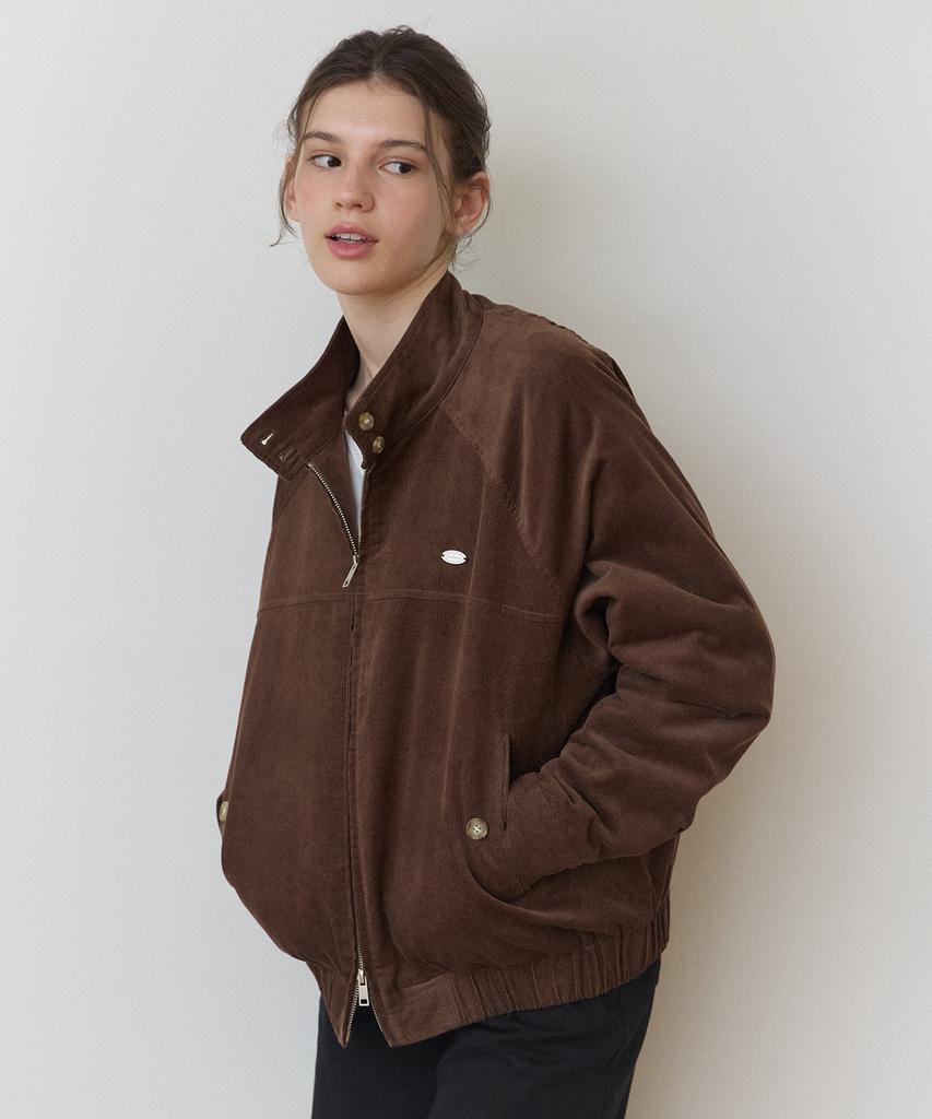OURHOPE Corduroy Button-Detail Blouson Jacket - Brown