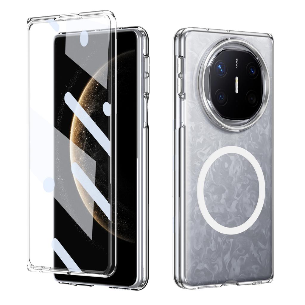 HD Transparent Magnetic Case For Huawei Mate X3 X5 X6 XT Foldable Crystal Clear Cover With Clear Tempered Glass Screen Protector