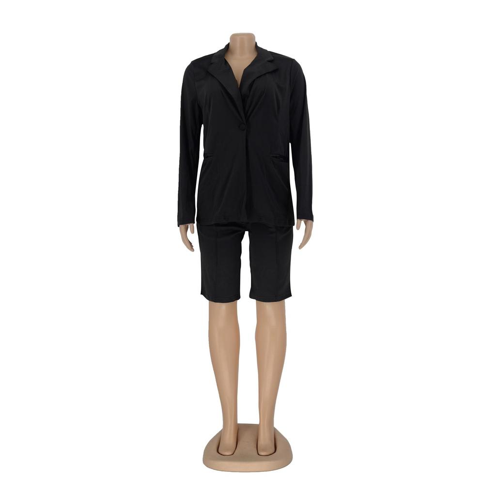 European & American Women's Spring/Summer Casual Suit: Jacket & Shorts Two-Piece Set
