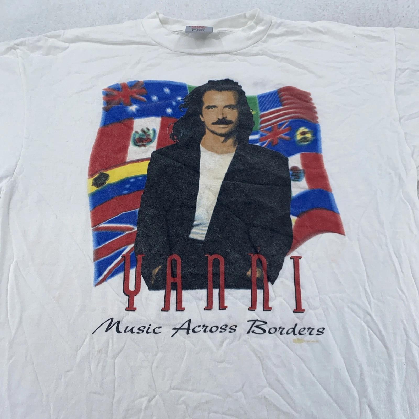 

Vintage Yanni Shirt Mens XL 1995 World Tour Music Across Borders Band Tee 90s 2XL