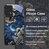 Moon Cherry Blossom Pattern Scenery Tempered Glass Phone Case for Samsung Galaxy A56 A72 A55 A54 A53 A52 A36 A15 A14 A13 Covers