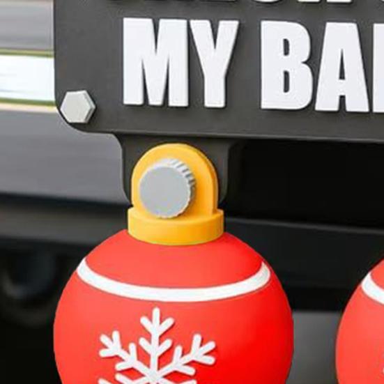 Funny Check Out My Balls Christmas Hitch Cover Novelty 3D Truck Trailer Hitch Cover Shaking Christmas Ball Decoration Gag Gifts for 2 X 2-inch Square