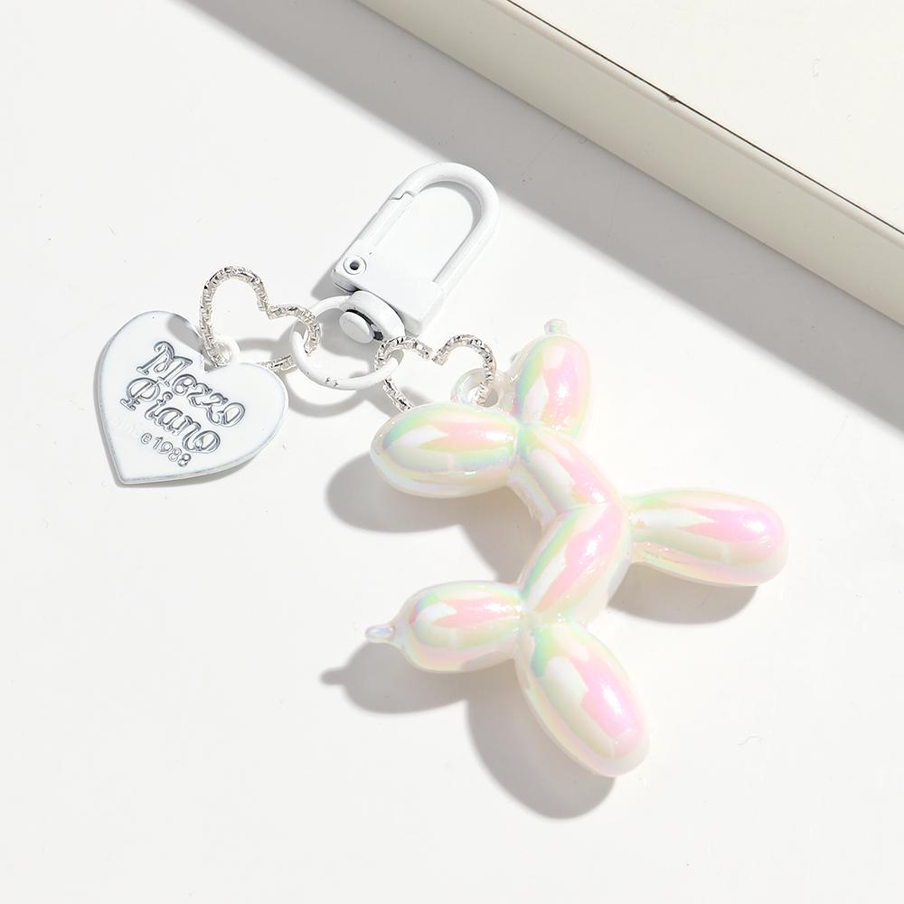 

Creative Big Balloon Dog Heart Keychain for Women Girls Cute AB Colorful Acrylic Dog Keyring Phone Bag Charms Accessories Gifts белый
