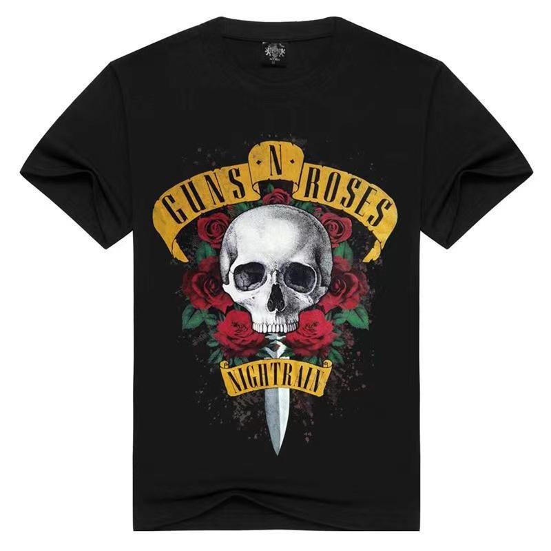 Rock Band ACDC Short Sleeved T-shirt Simple Loose Summer Casual Versatile Round Neck Men's T-shirt