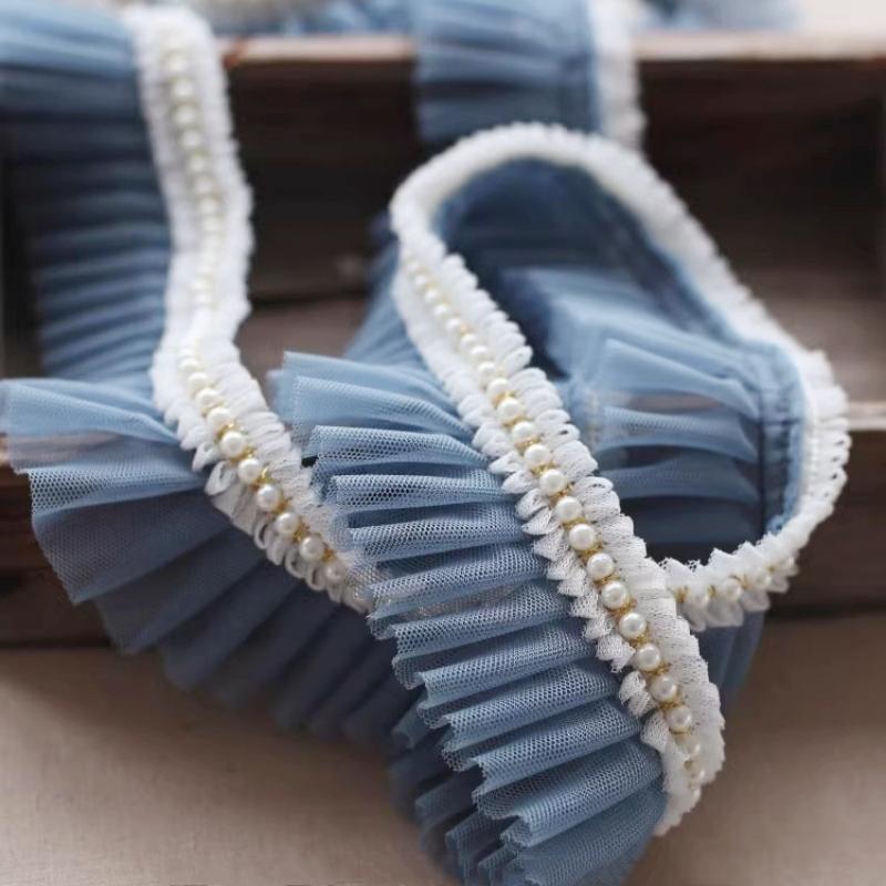 Lolita Mesh Pleated Bead Multi-color Lace DIY Girl Handmade Crafts Gift Dress Skirt Home Textile Multi-purpose Sewing Material