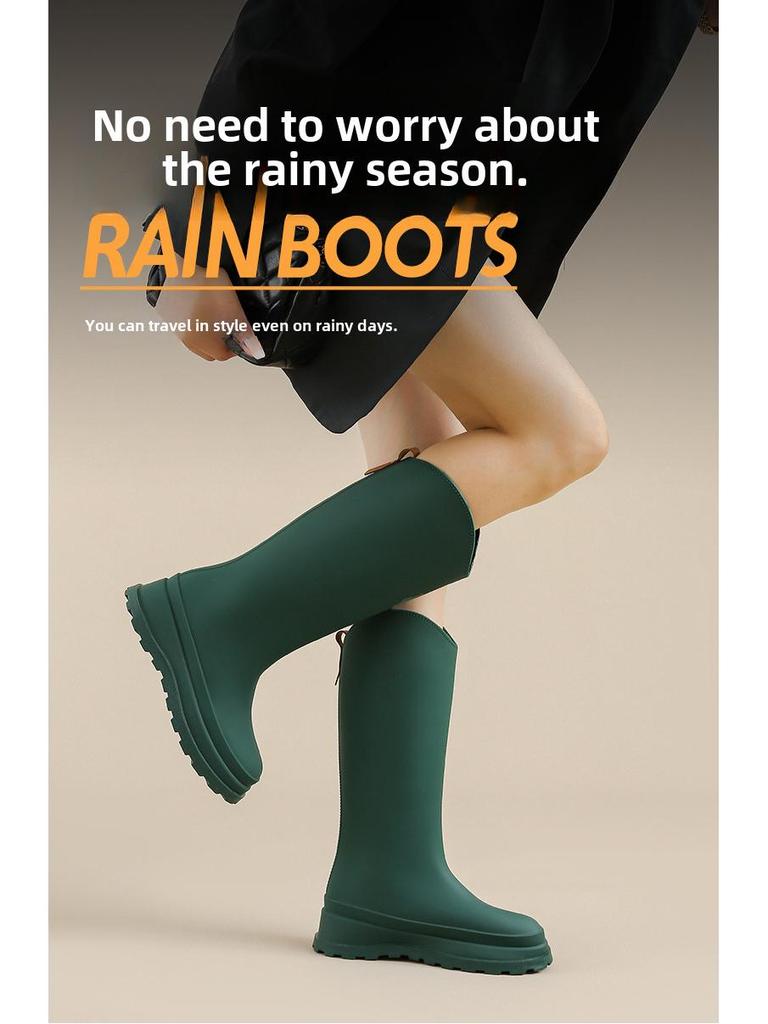 Damen Trendige High-Top Wasserdichte Regenstiefel - Rutschfest, Plüsch, Warm, Vielseitige Outdoor-Schuhe - Koreanischer Hot-Style