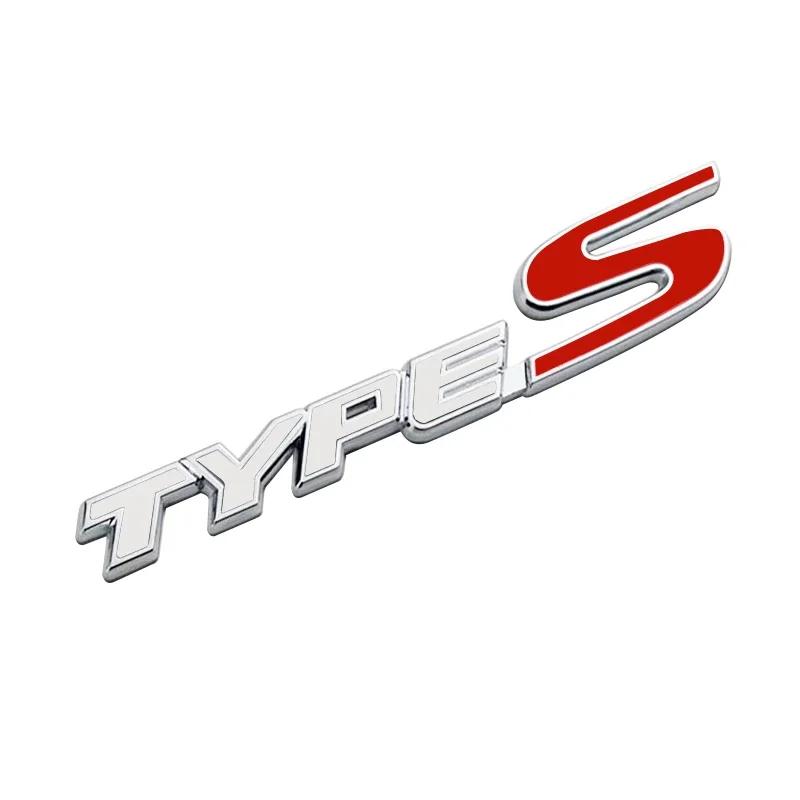 FIQ1 3D Metal Types Type S R Logo Letters Car Trunk Badge Decal For Honda S Fit City Civic Accord CRV HRV Emblem Sticker Accessories