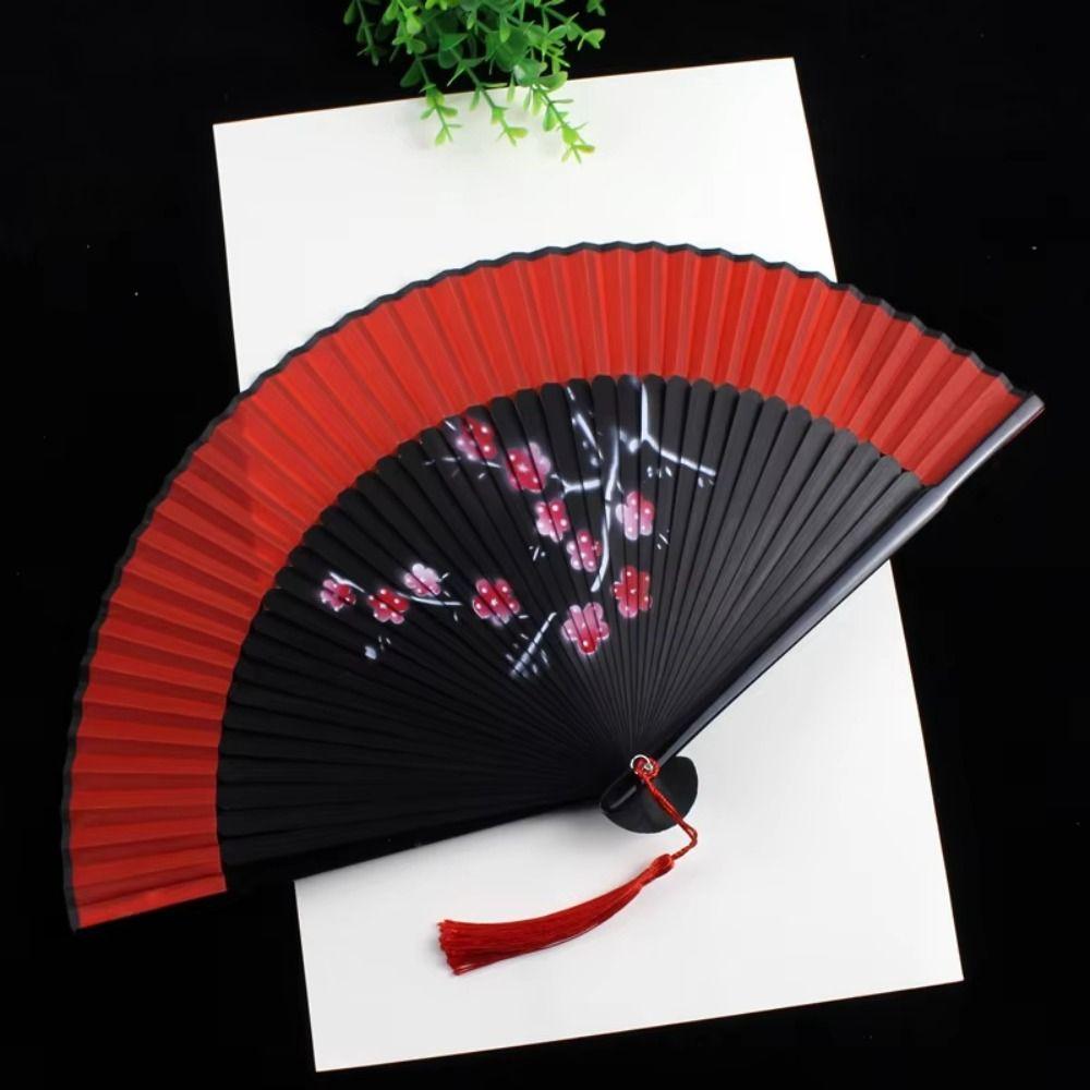 Chinese Style Blossom Printing Folded Fan Exquisite Elegant Handheld Fans  Wedding Party Decor
