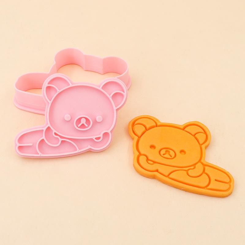 Cartoon Bear Cookie Cutter Set Relaxing Bear Cake Decorating Mold Baking Tools Home Kitchen Accessories for DIY Biscuit Pastry