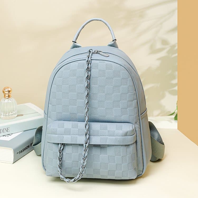 Chessboard embossed backpack large capacity women's backpack