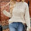 BITCED Women's Casual Loungewear Sweater Autumn/Winter Solid Colour Fashion Long-Sleeved Pullover Knit Sweater